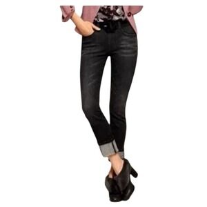 Cabi High Straight Jeans Pants Charcoal Gray High Rise Denim Stretch Preppy 10